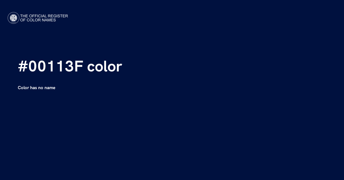 BMA Blue color - #00113F - The Official Register of Color Names