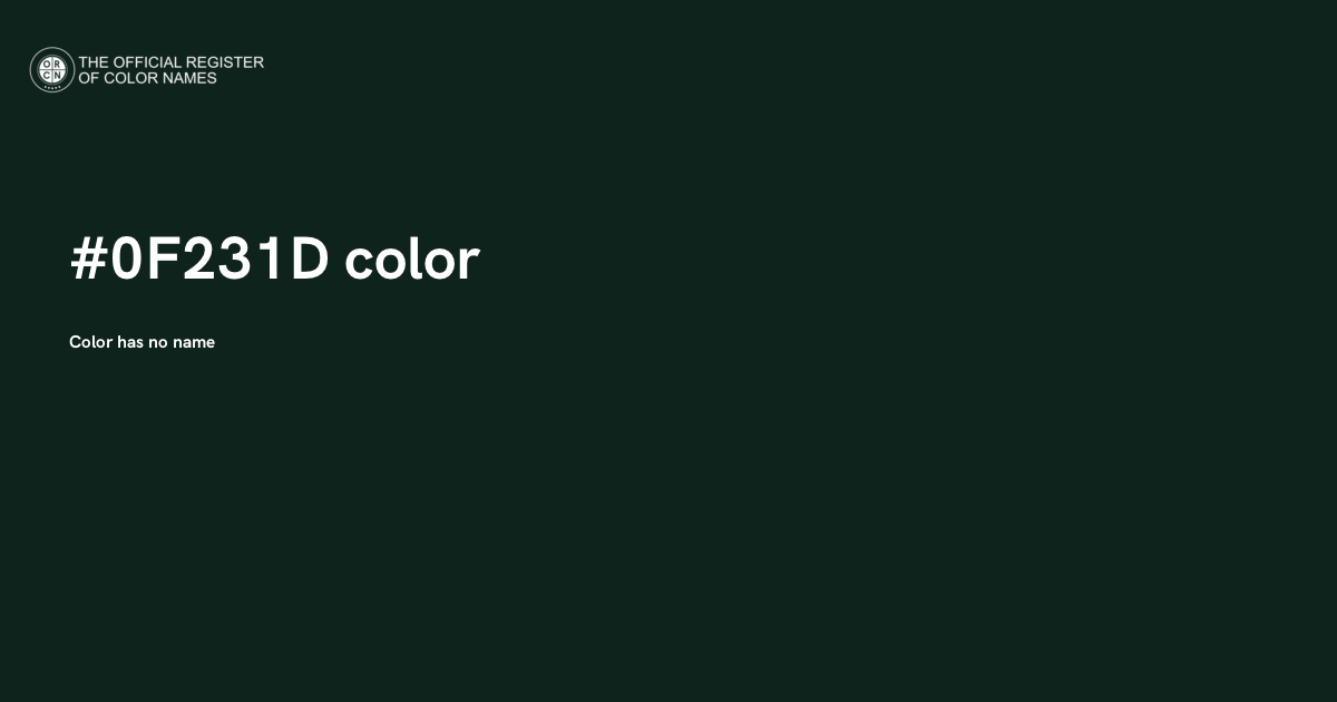 Color #0F231D - The Official Register of Color Names