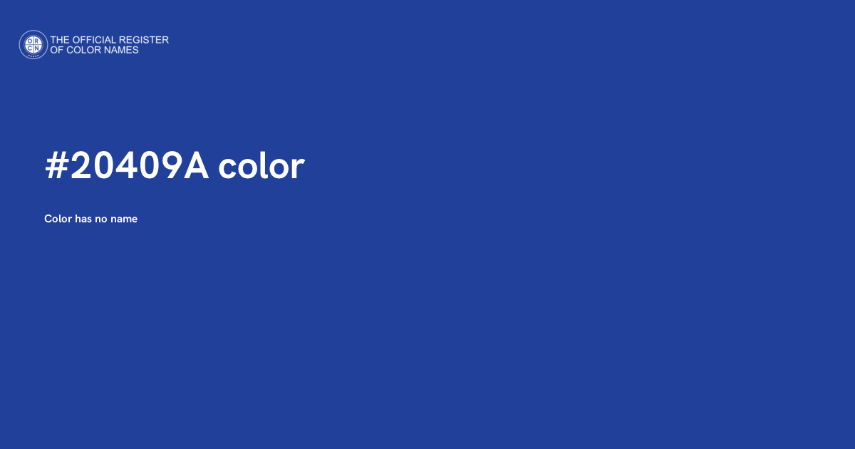 201409 Color Code Color #20409A - The Official Register of Color Names