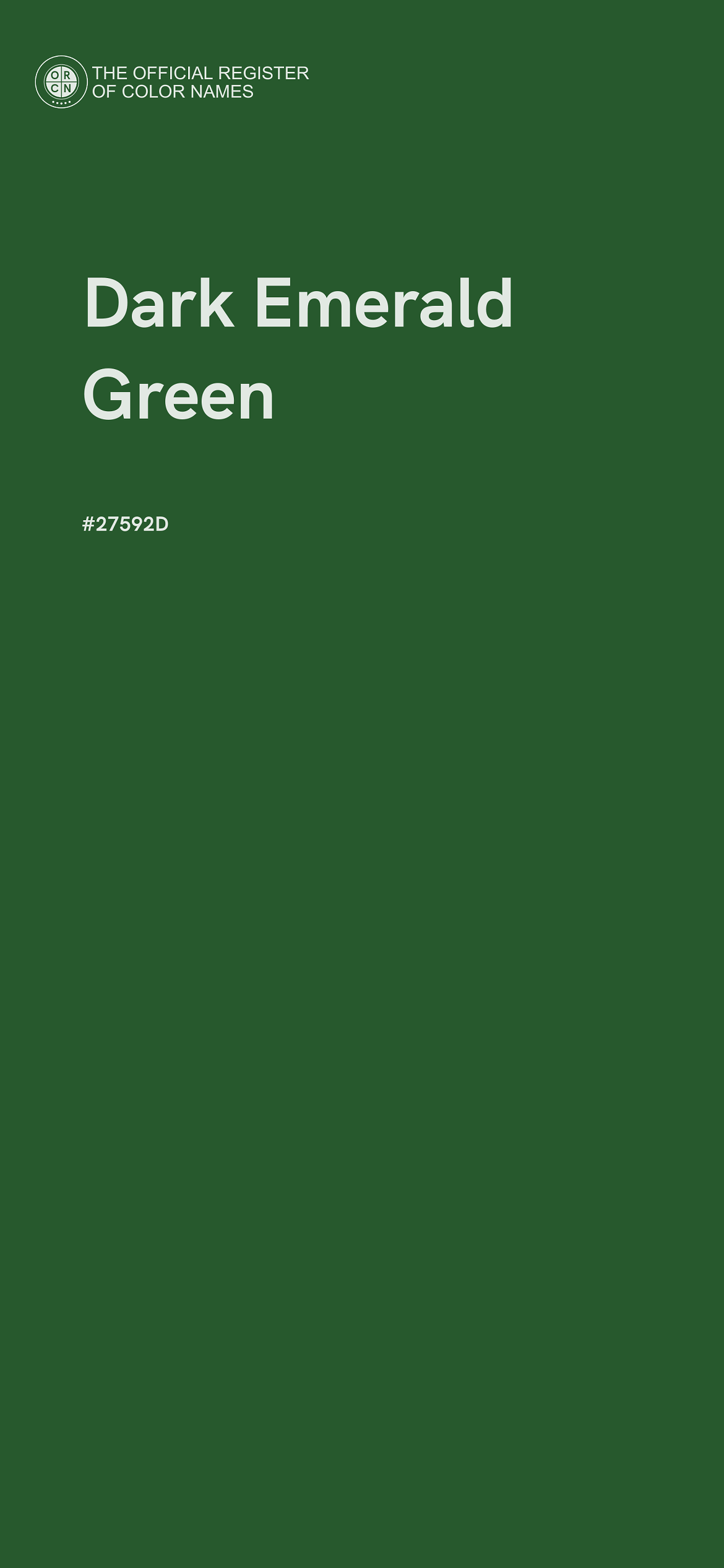 Emerald Green Color Chart   Colour Hex 27592D 1170 2532   