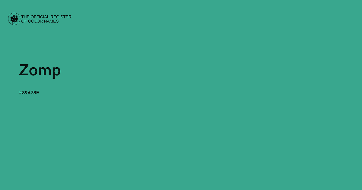 Zomp color 39A78E The Official Register of Color Names