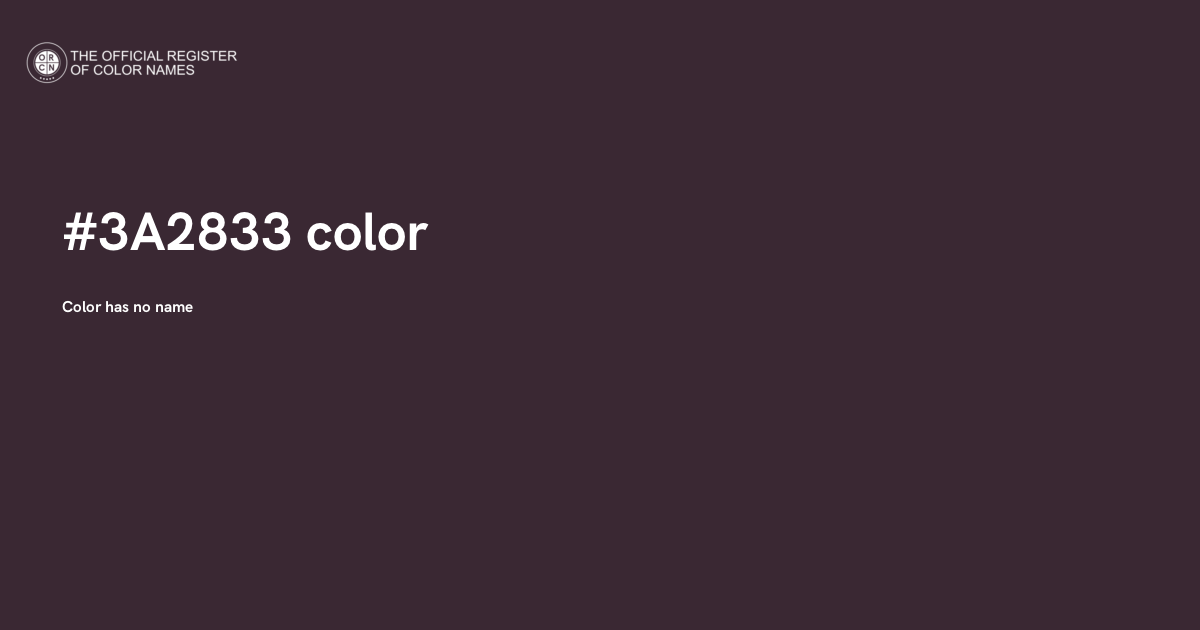 Chocolate Fish color - #3A2833 - The Official Register of Color Names