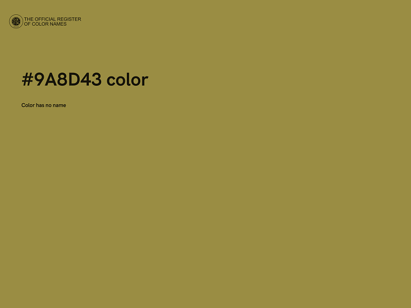 #9A8D43 color image