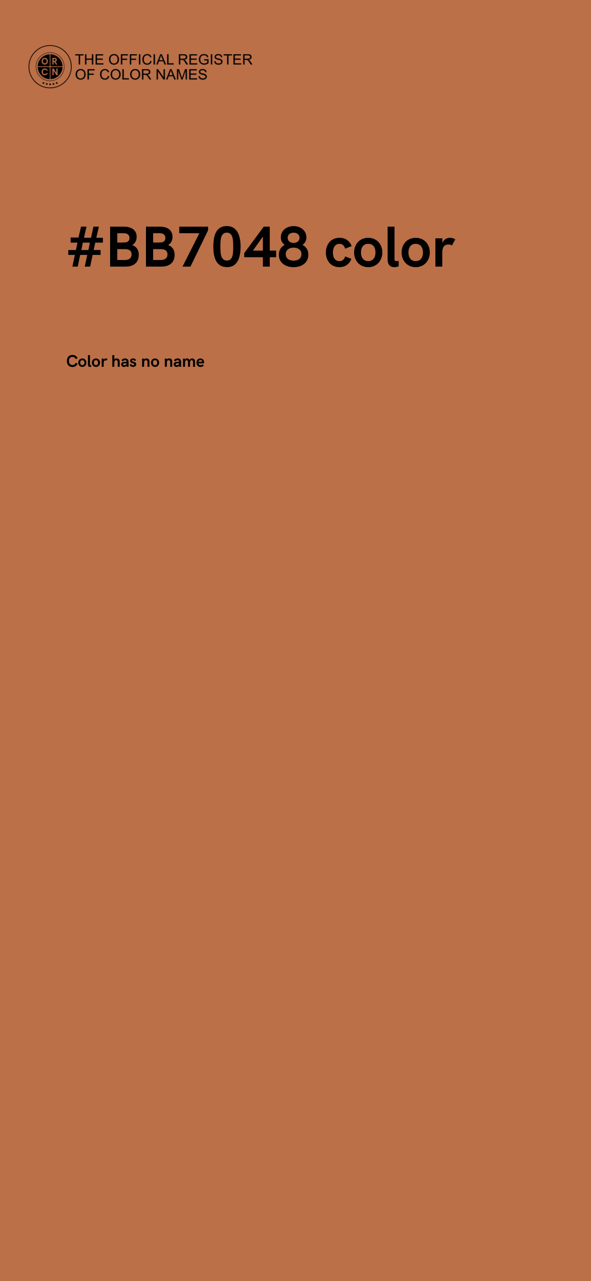 Color #BB7048 - The Official Register of Color Names
