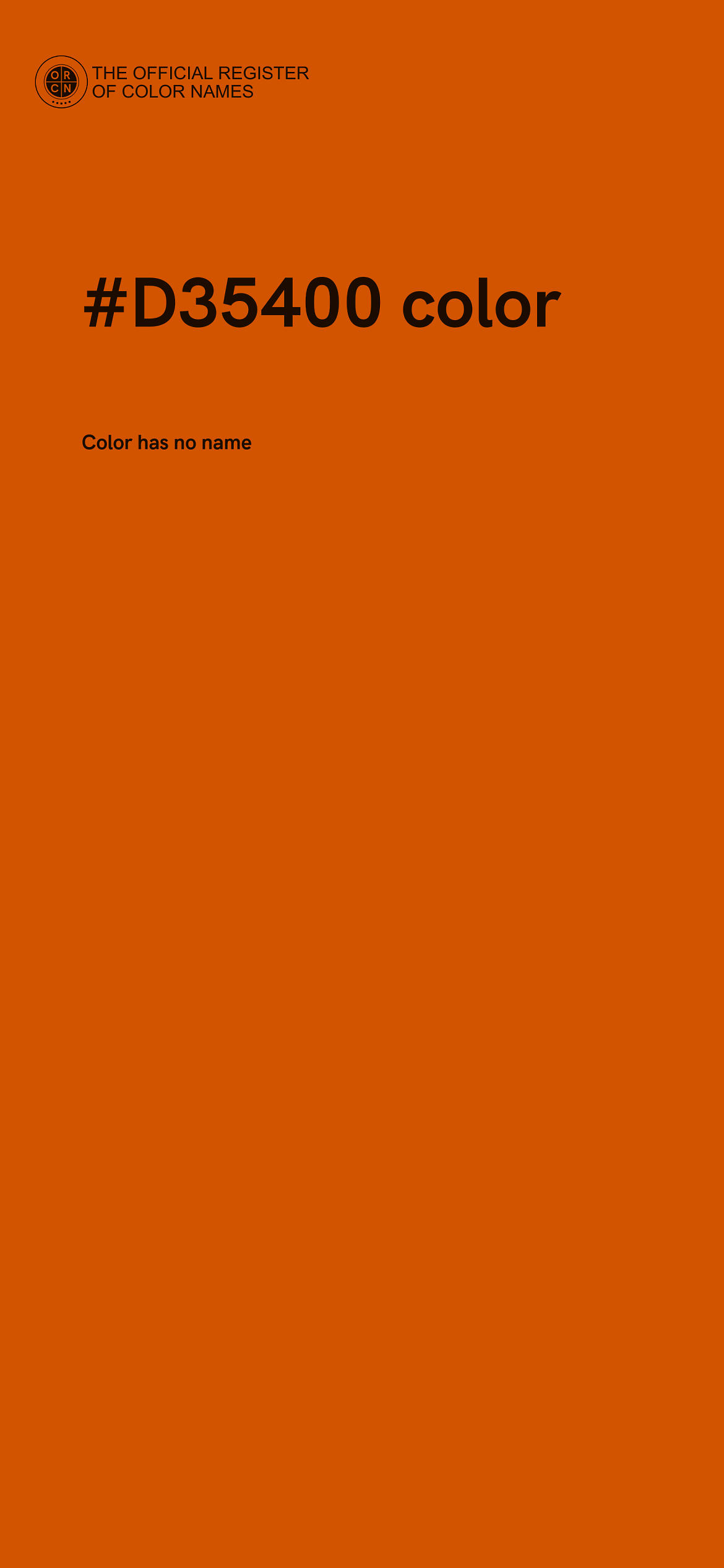 Color #D35400 - The Official Register of Color Names